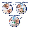 Children’s craft activity with stickers and foil sheets from Cosmic Dino Delights Bundle