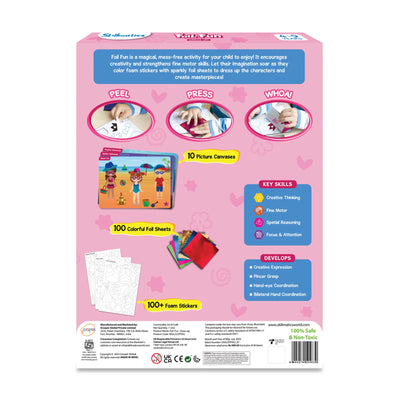 Children’s foil art activity box with stickers and canvases from Foil Fun Dress Up kit
