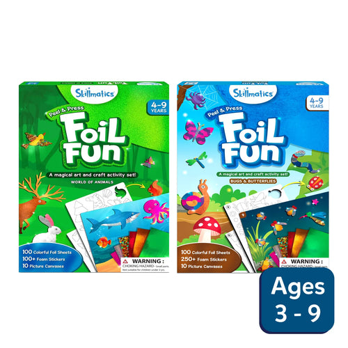 Two Skillmatics Foil Fun art and craft sets with animals and bugs for kids ages 4-9