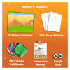 Children’s art kit with canvases stickers foil sheets manual and googly eyes for Dinosaur art