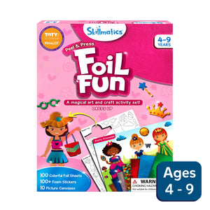 Skillmatics Foil Fun art and craft set with colorful foil sheets foam stickers and canvases