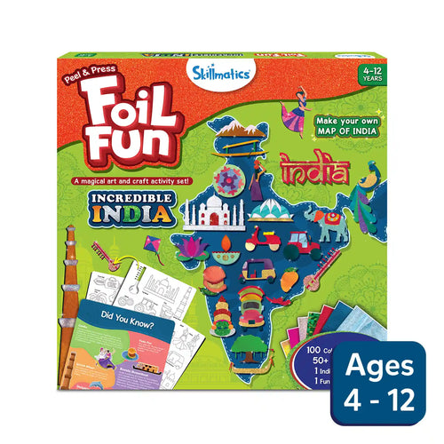 Children’s art and craft activity set for creating an India map using foil from Foil Fun Incredible India kit