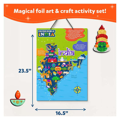 Colorful foil art and craft activity set featuring a map of India from Foil Fun Incredible India kit