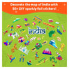 DIY sparkly foil stickers decorating a map of India from Foil Fun Incredible India art kit