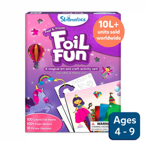 Foil Fun Unicorns and Princesses art set with foil sheets, foam stickers, and canvases