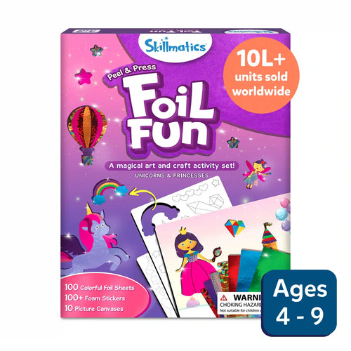 Foil Fun Unicorns and Princesses art set with foil sheets, foam stickers, and canvases