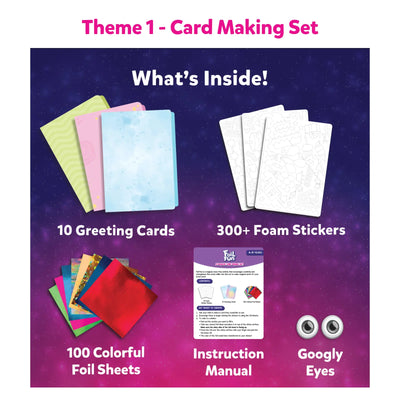 DIY Foil Creations Bundle for Kids with Greeting Cards, Foam Stickers, Foil Sheets