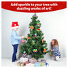 Decorated Christmas tree with ornaments and gifts from Foil Fun Christmas Ornaments Kit