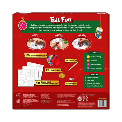 Craft kit for creating festive Christmas ornaments with foil for kids aged 4 and up