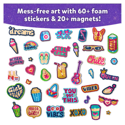Colorful glittery foam stickers and magnets from Foil Fun Girl Power Magnetic Art Kit