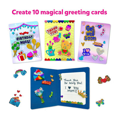 Glittery decorated greeting card making kit from Foil Fun Card Making Set for kids