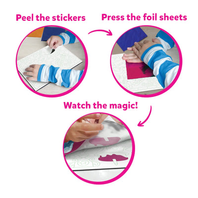 Craft kit for creating foil art with step-by-step instructions from DIY Foil Creations Bundle