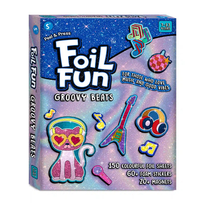 Foil Fun Groovy Beats magnetic art kit with colorful foil sheets foam stickers and magnets
