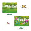 Before and after forest scene with animals added from Foil Fun World Of Animals Art Kit