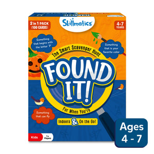 Kids’ scavenger hunt game with 100 cards for ages 4-7 in Found It! Combo indoor and travel set
