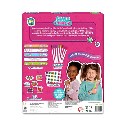 Creative kit for designing and decorating wearable friendship bracelets from Snap Bandz Friends Forever
