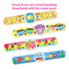 Colorful slap bracelets with playful food and drink-themed puns for kids ages 4-10