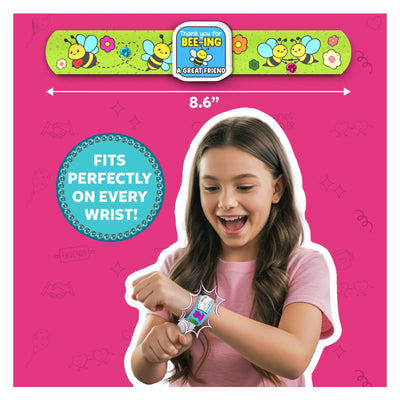 Colorful slap bracelet with bees and flowers from Snap Bandz Friends Forever craft activity