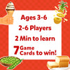 Red Guess in 10 Junior Food We Eat! trivia card showing age, players, time, win
