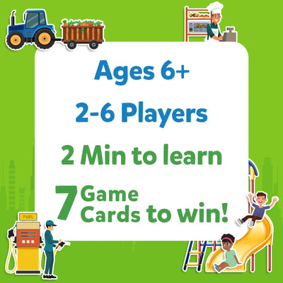 Game box cover for Guess in 10 All Around The Town with player info and win conditions