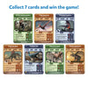 Set of seven collectible dinosaur trading cards from Guess in 10 Deadly Dinosaurs game