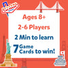 Graphic advertising Guess in 10 Cities Around The World trivia game for ages 8+ with 7 cards to win