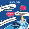Blue-themed How to Play guide for Disney character guessing game in Guess in 10 Trivia card game