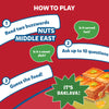 Game demonstrating food guessing with baklava in Guess in 10 Foods Around The World trivia card game