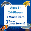 White sign with game info and four sea creatures for Guess in 10 Underwater Animals trivia game