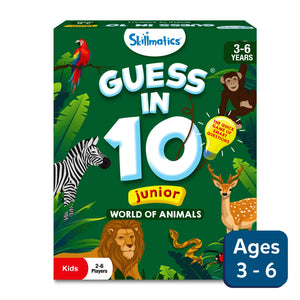 Children’s animal trivia board game for ages 3-6 with multiple players in Guess in 10 Junior World of Animals