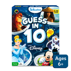 Disney-themed Guess in 10 trivia card game for ages 6 and up, fun family game