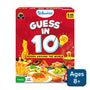 Red box for Guess in 10 Foods Around the World trivia card game for ages 8+