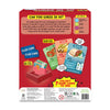 Red children’s guessing game box with food-themed cards and clues for ages 8+