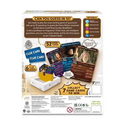 Harry Potter themed Guess in 10 trivia card game with clue cards and card holder