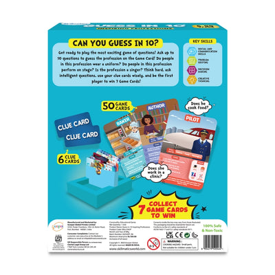 Children’s profession guessing board game package for ages 6+ in Guess in 10 series