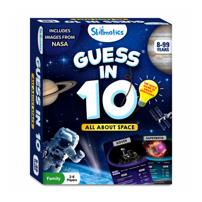 Skillmatics Guess in 10 All About Space board game with NASA images for ages 8 to 99
