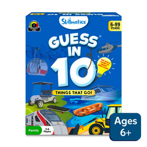 Children’s educational trivia card game Guess in 10 Things That Go for ages 6 and up