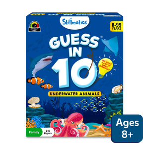 Children’s board game Guess in 10 about guessing underwater animals for ages 8+