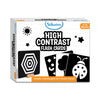 High Contrast Flash Cards for Infants 0-12 months with learning guide and wooden stands