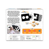 Skillmatics High Contrast Flash Cards for Infants with black and white images and wooden stands