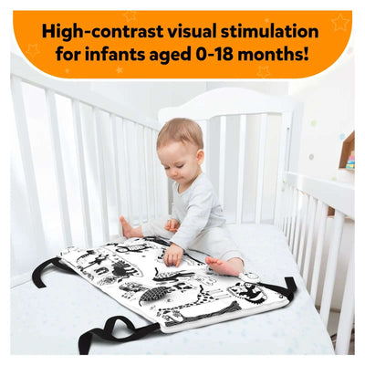 Black and white high-contrast soft book for infants from First Steps to Learning Bundle