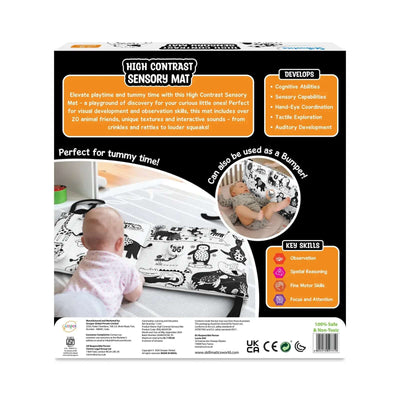 High contrast sensory cloth mat for infants with textures sounds and animal friends for development