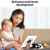 Mother and baby engaging with high-contrast flashcards for infants 0-12 months