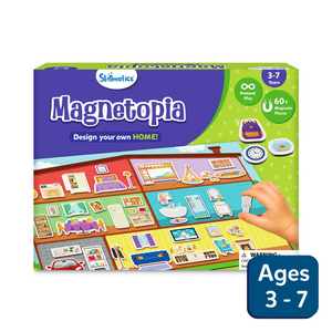 Children’s magnetic play set for designing and building a pretend home with Magnetopia