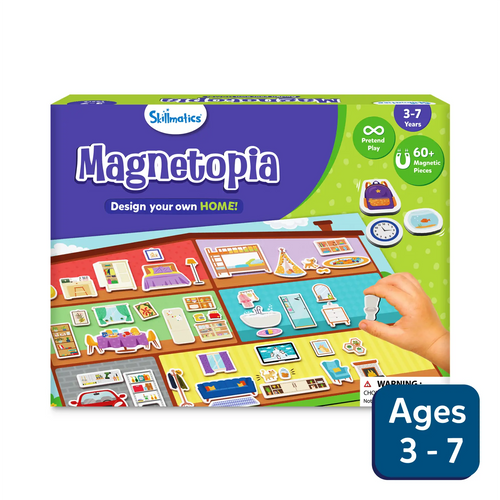 Children’s magnetic play set for designing and building a pretend home with Magnetopia