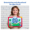 Young girl holding I Can Write Disney Junior Mickey Mouse reusable activity mats