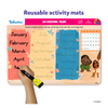 Educational activity mat with Disney Princesses for practicing writing months, days, dates