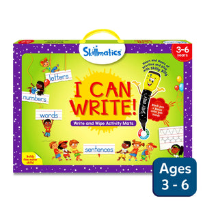Skillmatics I Can Write reusable activity mats for children aged 3-6 with write and wipe features