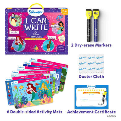 Skillmatics Disney Princess I Can Write learning kit with activity mats markers and certificate