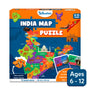 Colorful India map puzzle for children aged 6-12 with state-shaped pieces and info